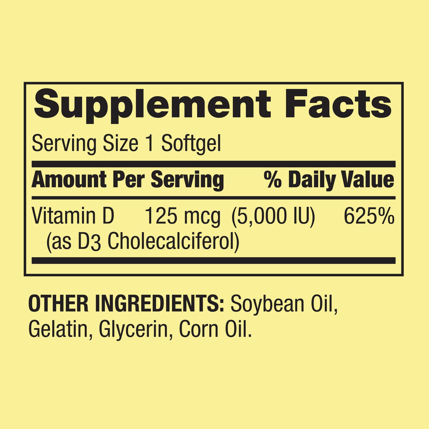 Vitamina D3 Extra Strength 125mcg 5,000 IU 250 Softgels