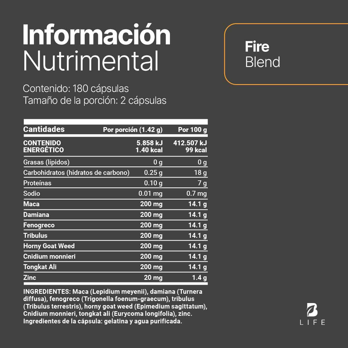 Fire Blend 180 Capsulas Blife