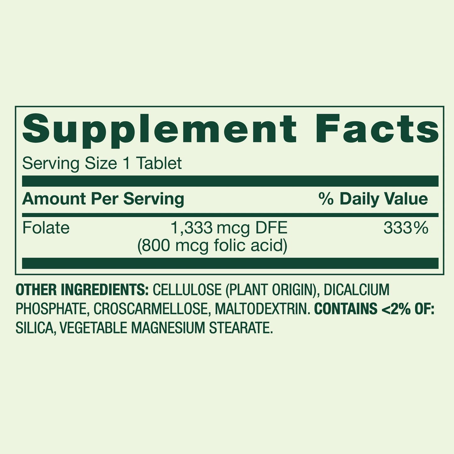 Folate 1,333mcg DFE 400 tabletas