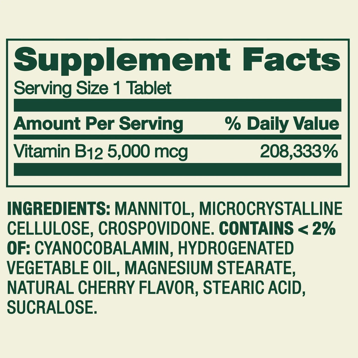B12 | 5,000mcg | 60 Tabletas