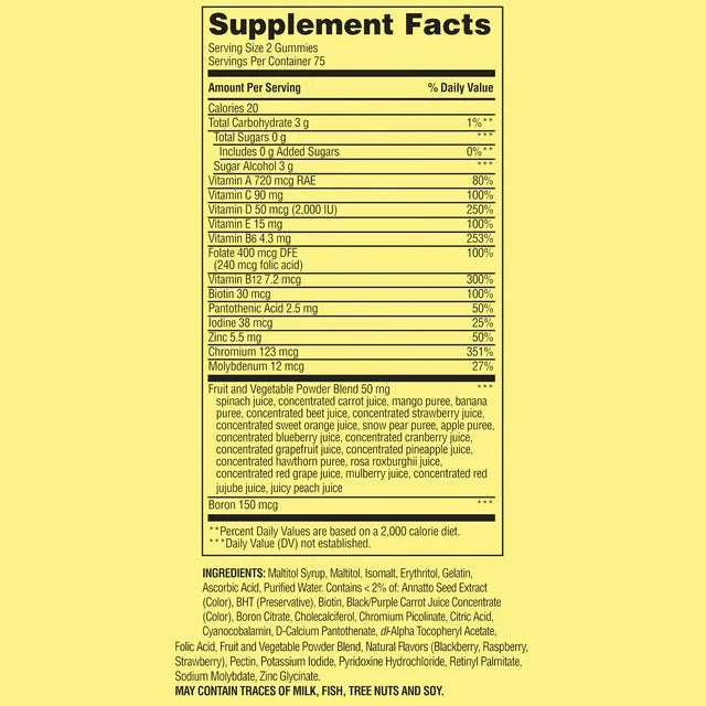 Mens Multi Zero Sugar 150 Gomitas
