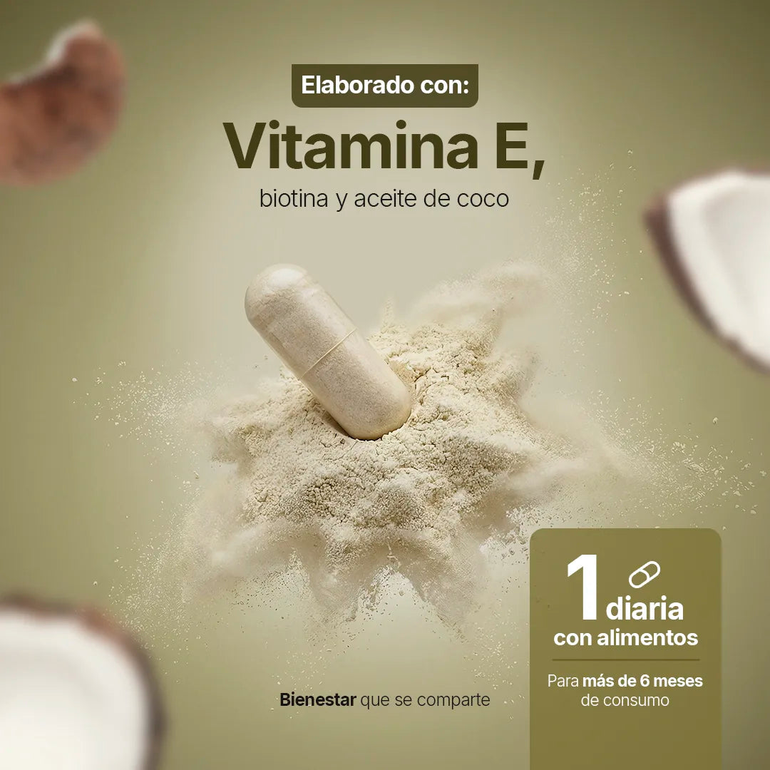 Natural Vitamina E Con Biotina y Aceite de Coco