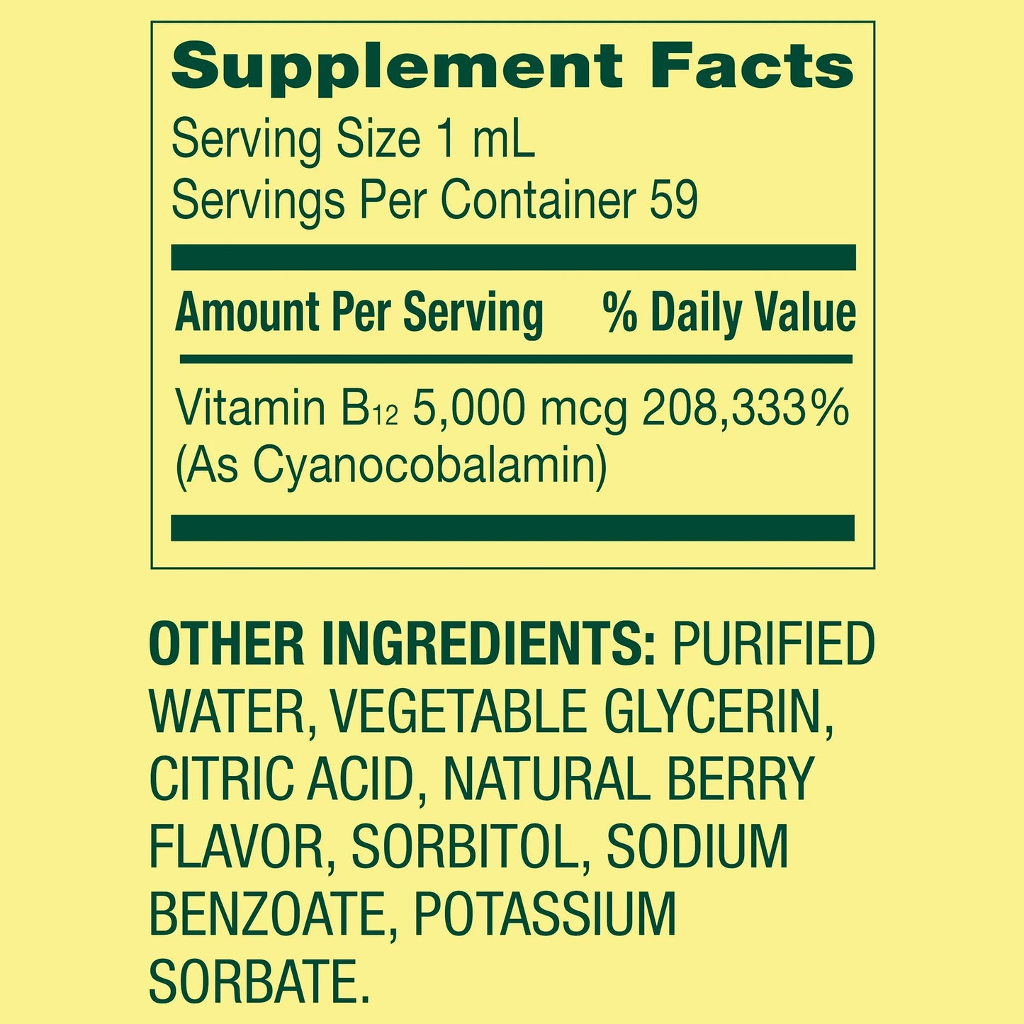 B12 Liquida | 5,000mcg | Sabor Berry | 59 Dosis