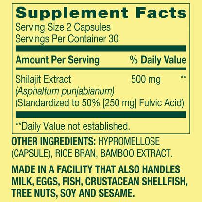 Shilajit 500mg 60 Capsulas