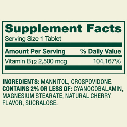B12 Cereza | 2,500mcg | 60ct