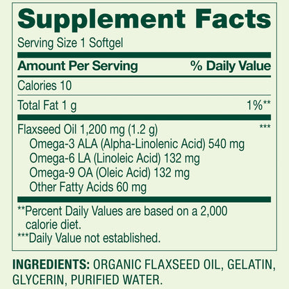 Flaxseed Oil 1,200mg Omega 3,6,9 200 softgels