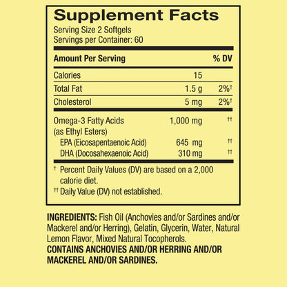 Omega 3 Mini 1,000mg 120 Softgels