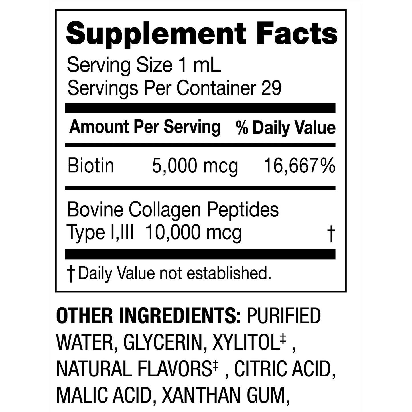 Biotina y Colageno 15,000 mcg 29 Dosis