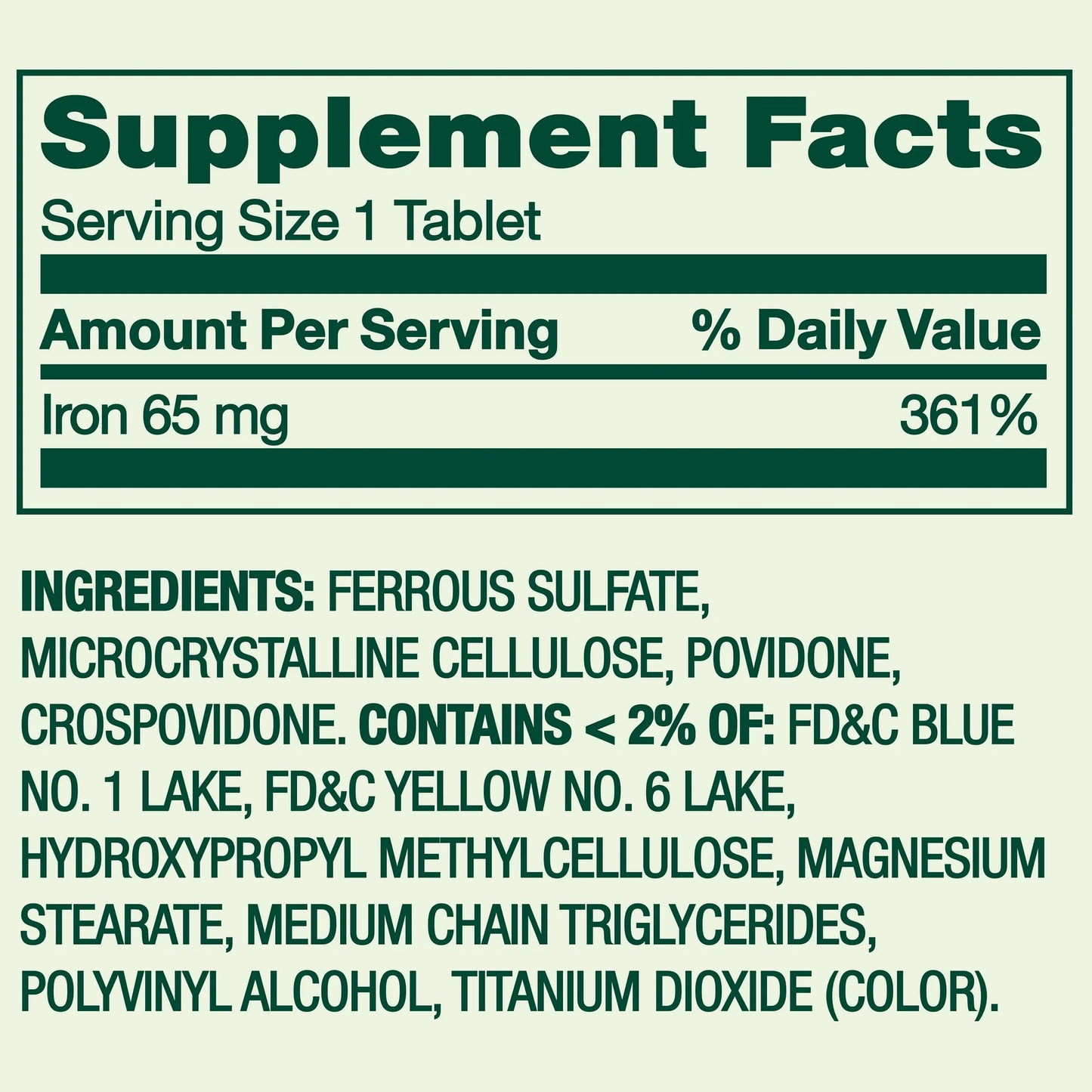 Iron Hierro 65mg 100 tabletas