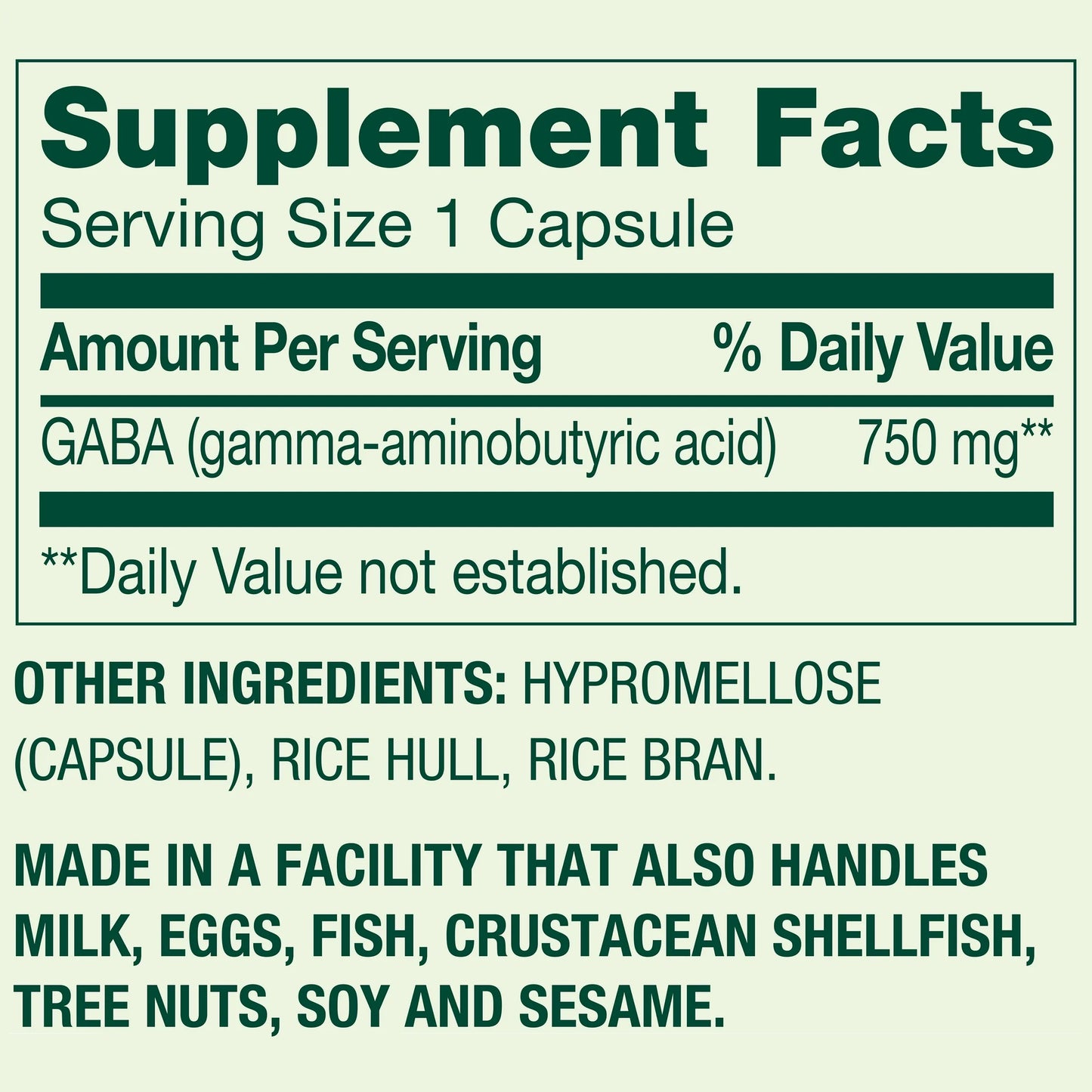 GABA 750mg 100 capsulas