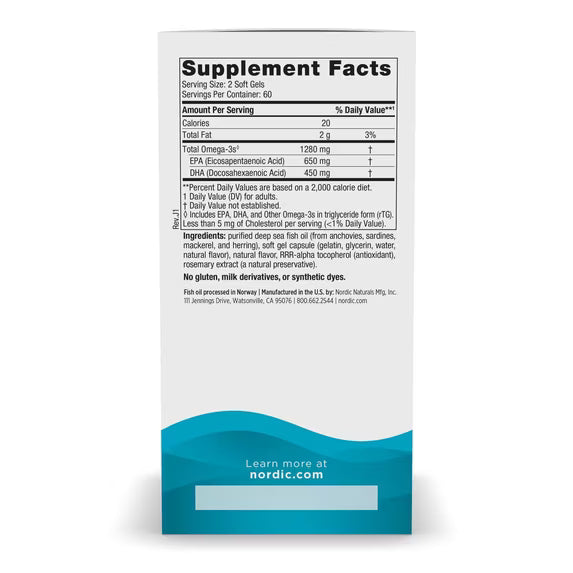 Omega 3 Nordic 1280mg 120 Softgels