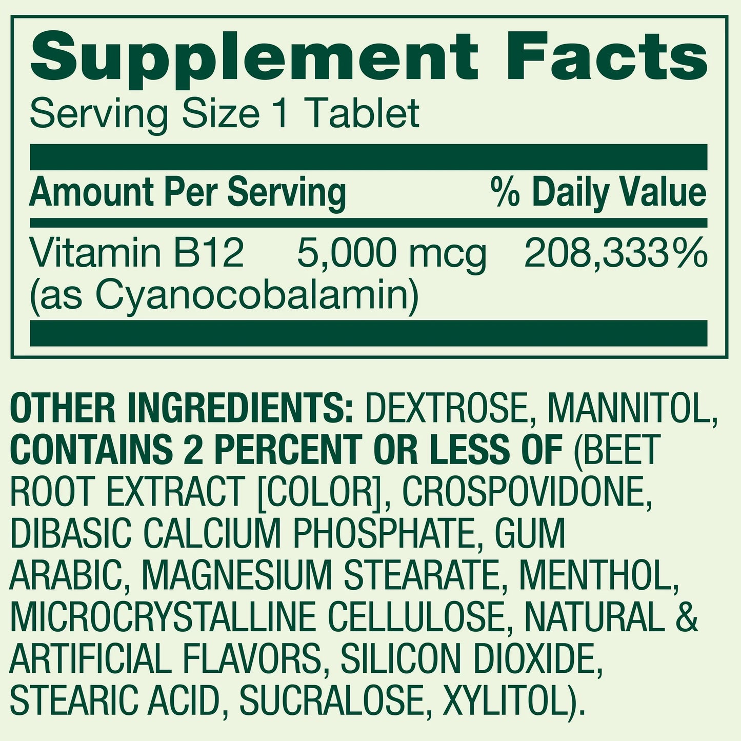 B12 | Sublingual | 5,000mcg | 45 tabletas