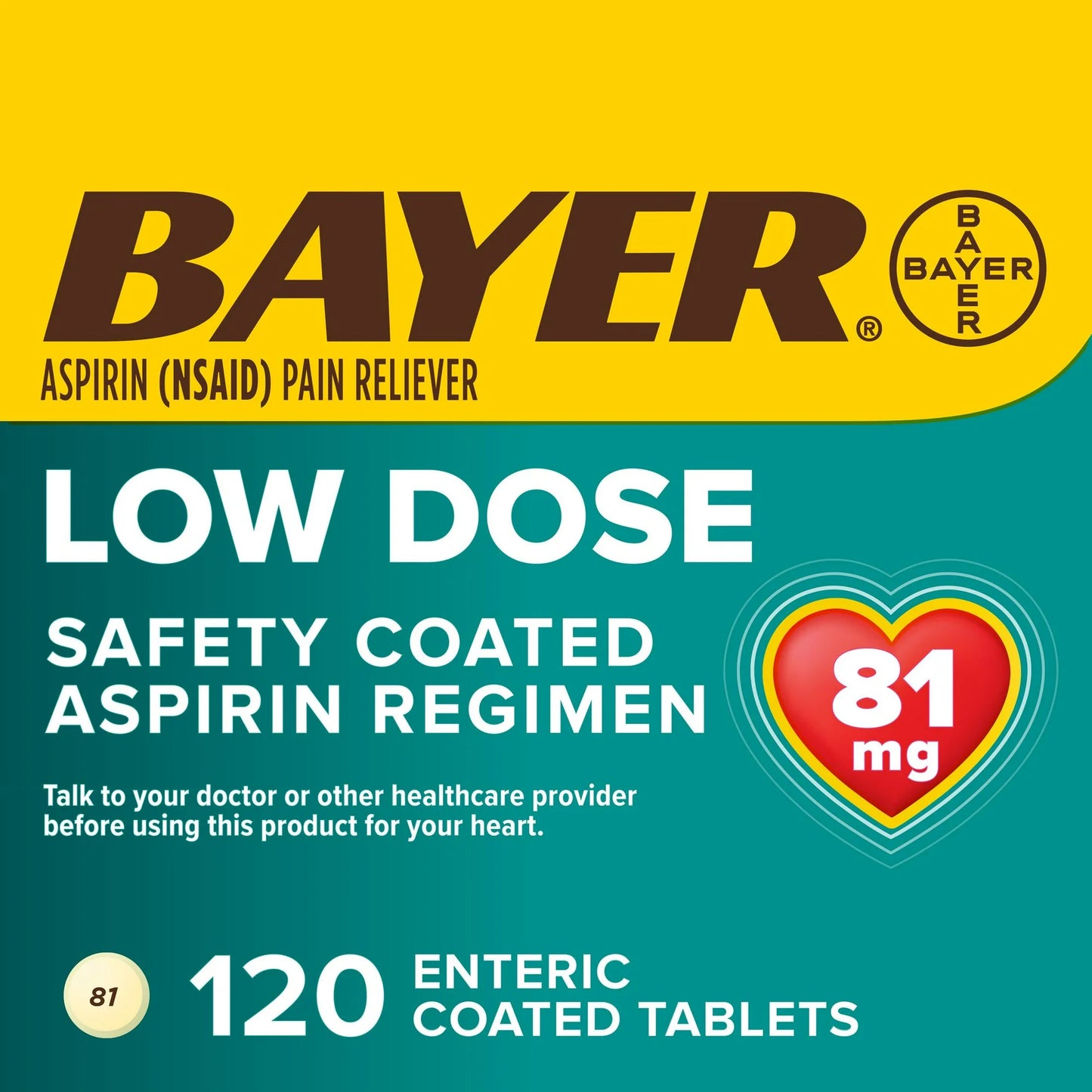 Bayer Aspirin 81 Mg 120 Tabletas