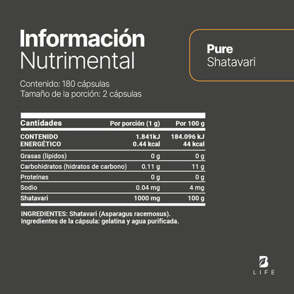 Pure Shatavari 180 Capsulas Blife