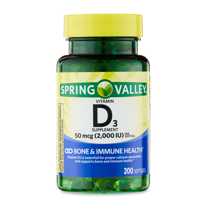 Vitamina D3 50 mcg 2000 IU 200 Softgels