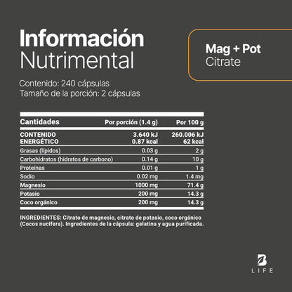 Mag+Pot Citrate Blife 240 Capsulas