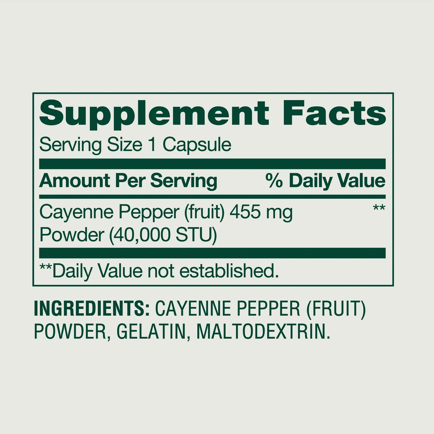 Cayenne 455mg (40,000STU) 100 capsulas