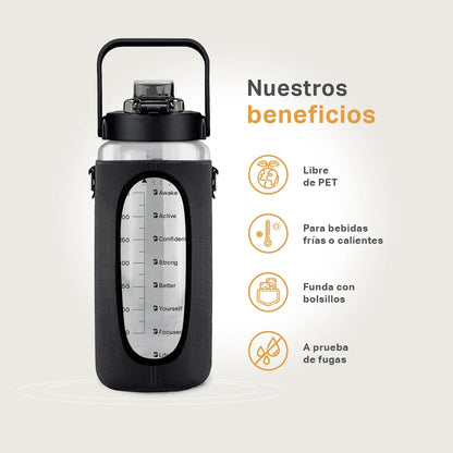 Botella Motivacional 2L Negro