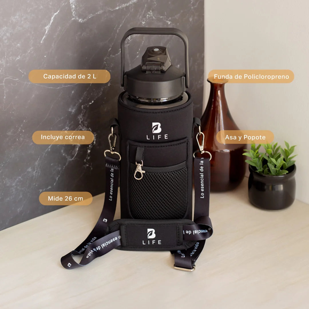 Botella Motivacional 2L Negro