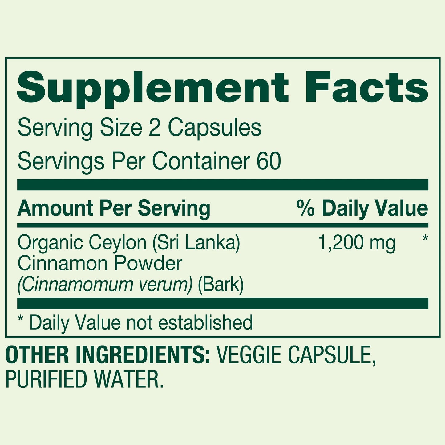 Ceylon Cinnamon 1,200mg 120 capsulas