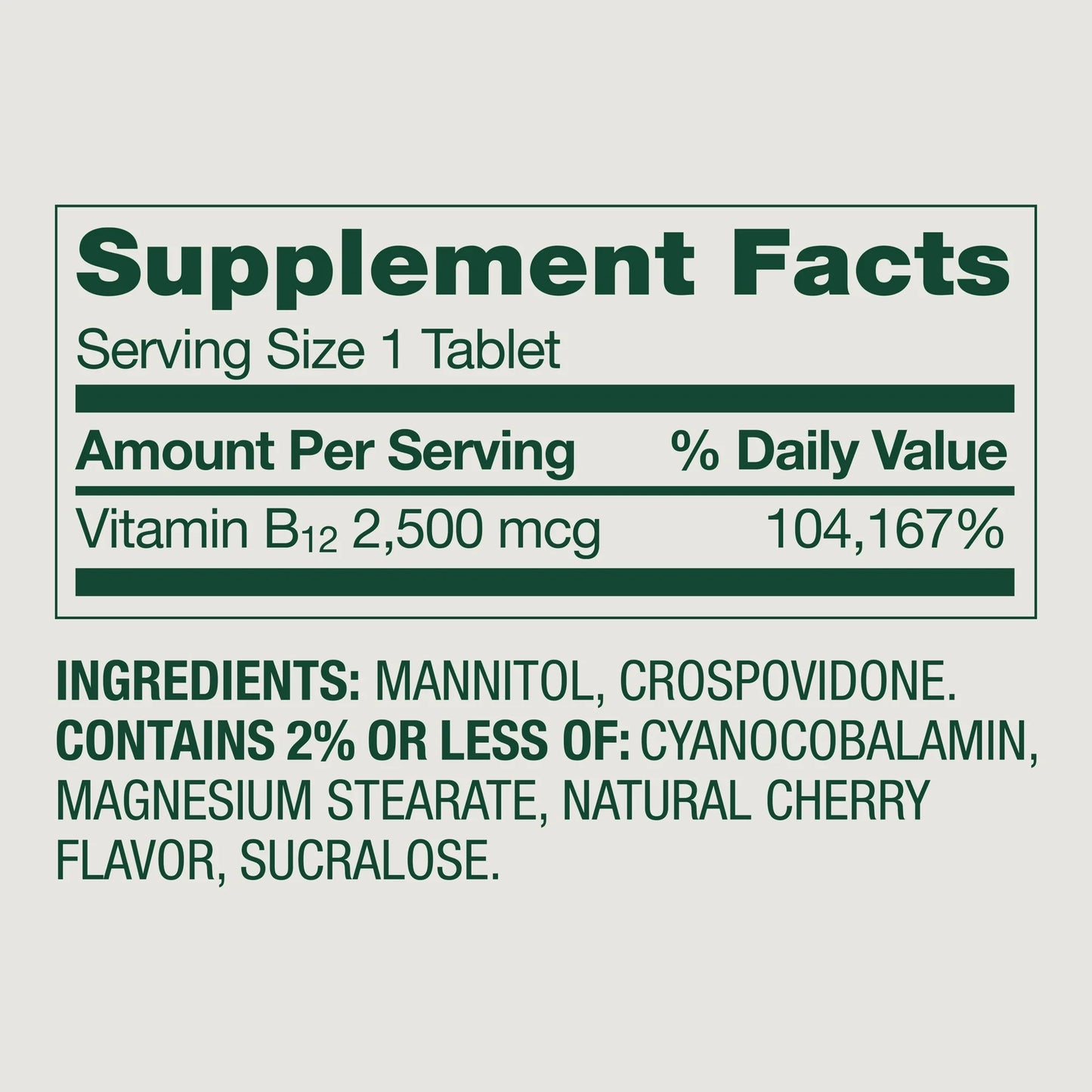 B12 | 2500mcg | 120 Tabletas | Sabor Cereza