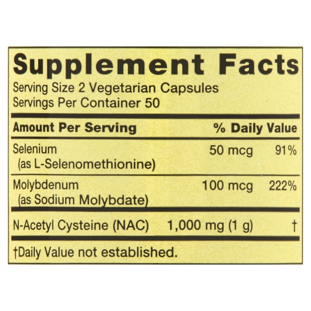 NAC Selenio 1,000mg 100 capsulas