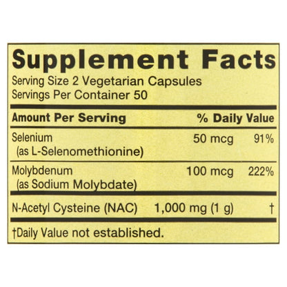 NAC Selenio 1,000mg 100 capsulas