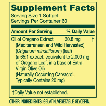 Aceite De Oregano 60 Softgels 2,000mg