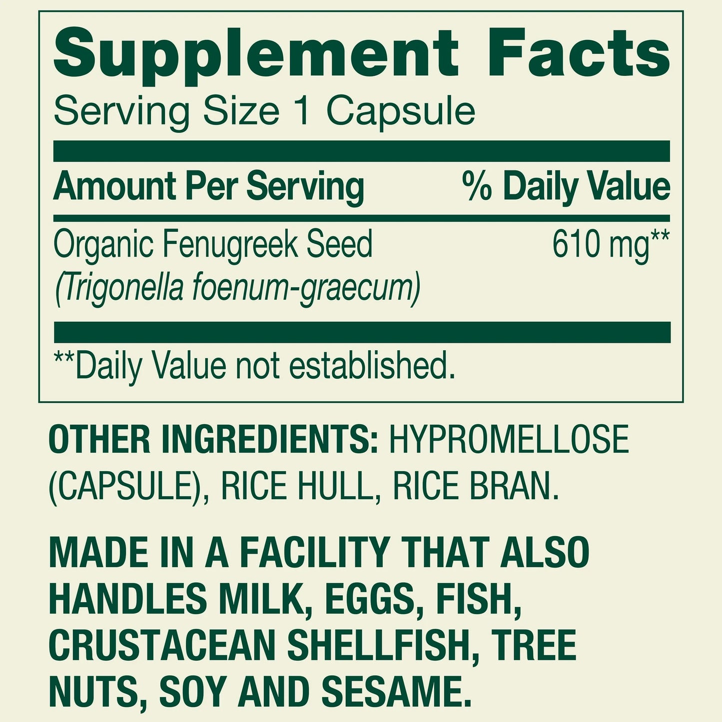 Fenugreko 610mg 100 Capsulas