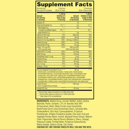 Kids Multivitamin Zero Sugar 180 gomitas Multivitaminico Niños Sin Azucar