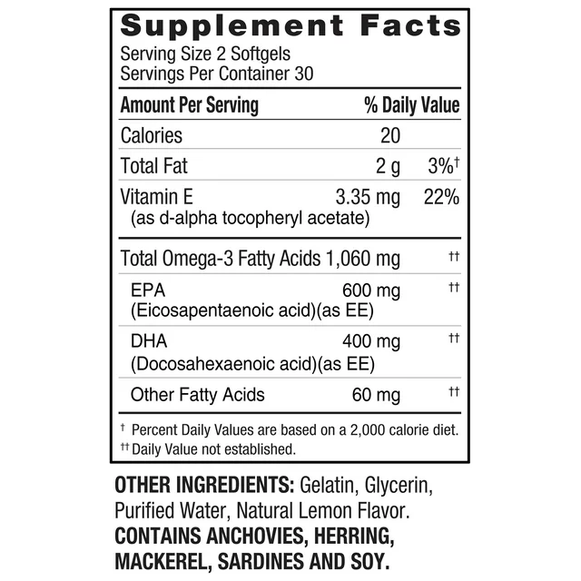 Omega 3 1,000mg 60 sofgels