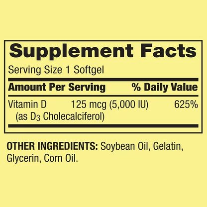 Vitamina D3 5,000 IU 100 softgels