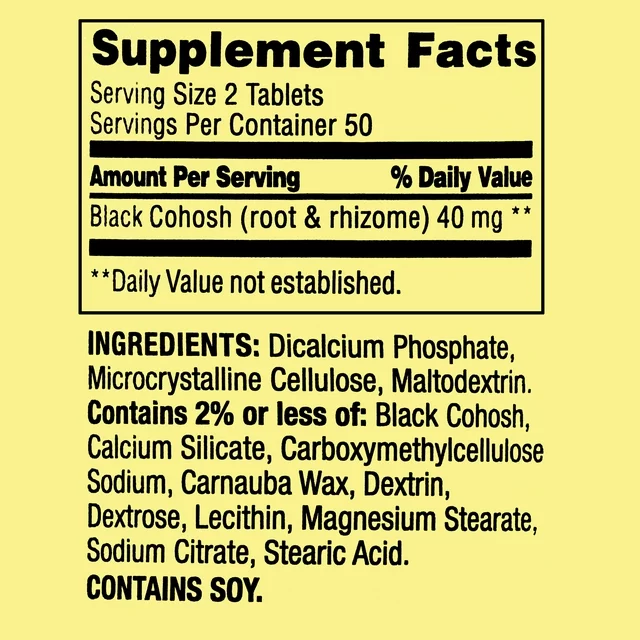 Black Cohosh 40mg 100 tabletas