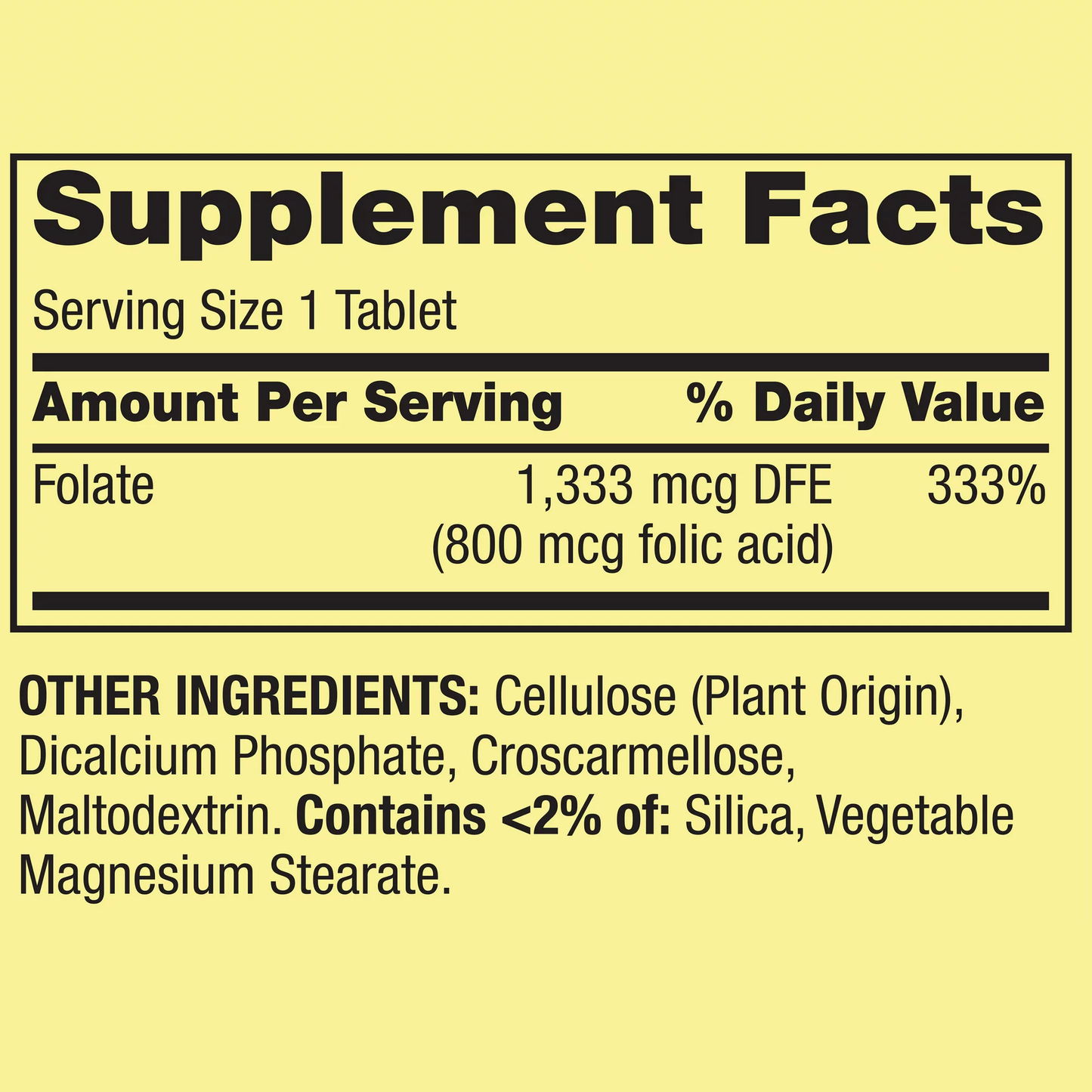 Folate 1,333mcg DFE 400 tabletas