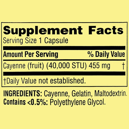 Cayenne 455mg (40,000STU) 100 capsulas