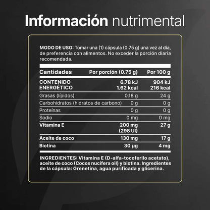 Natural Vitamina E Con Biotina y Aceite de Coco